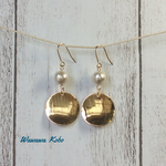 🔸金の皿  ゴールドプレートとコットンパールのシンプルピアス/イヤリング