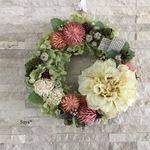 Antique vanilla x Green Hydrangea * wreath ミ二リース  ギフト