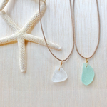 【SALE 】 ocean life #５    シーグラスのコットンコードネックレス