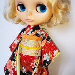 ブライス 着物 リカちゃん 着物 振袖 黒桜