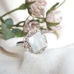【再再販】美しい透かしシルバー×グレークエア アンティークボタンのシルバーリング💍