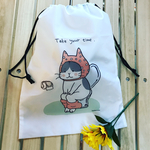  マルチきんちゃく（シューズバッグ）  トイレねこ桃色　  #猫 #ネコ