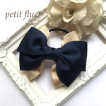 *beige×navy*バイカラーリボン