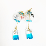 再販！夏を感じて 風鈴ミニチュアピアス 金魚ブルー