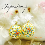 Japonism.p.76 大和撫子 夏色手毬と揺れるレースのピアスorイヤリング 浴衣 てまり 着物 モダン 和風 