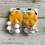 SALE♡レトロイエロー×ジャラジャラデザイン✨ ピアス/イヤリング