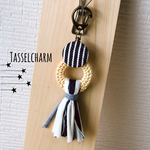 ヒッコリーデニム  ラタン タッセルキーホルダー  チャーム リング