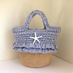 ズパゲッティ・フリフリフリンジ・ヒトデ麻かごバッグ🌊✨