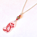 Sale/¥900→¥380/大正レトロな赤い草花のネックレス