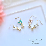 4色から選べる♡小さなクリスタルスクエアとボタニカルピアス❁イヤリング♡