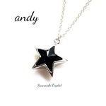 Swarovski Crystal Star Charm Jet Silver Necklase