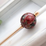 大人シックな薔薇柄かんざし
