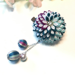 《ブルーグリーン》うずまきお花と巻玉の髪飾り★つまみ細工☆浴衣☆着物