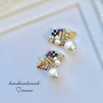 ♡大人綺麗リーフとホワイトコットンパールピアス❁イヤリング♡