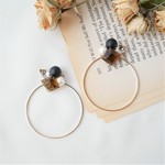 べっ甲ビジュー×極細フープ ﾋﾟｱｽ（ｲﾔﾘﾝｸﾞ）（105