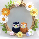 フクロウのリース　あみぐるみ　ひまわり