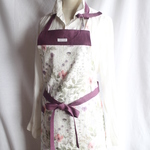送料無料！リバティ帆布とリネンのエプロン（イルマ・ピンクパープル系）