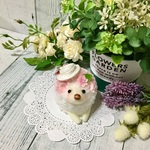 ハリネズミぬいぐるみ☆いちごミルク(お花＆お帽子つき・1点もの)