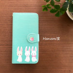 ※送料無料※　うさぎいっぱい♪手帳型iPhone,Androidケース