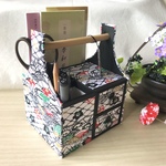 和紙で作ったおかもちペン立て（白）