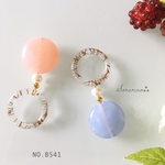 No.B541 シャーベット♔×ゴールドリング お洒落ピアス / イヤリング