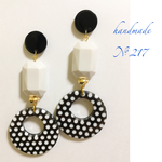 No.217＊ドット柄のレトロな大ぶりピアス＊イヤリング変更無料