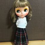 【送料無料】リカちゃん/ブライス チェック プリーツスカート ロング丈