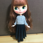 【送料無料】リカちゃん/ブライス チェック プリーツスカート ロング丈