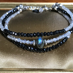 【labradorite×blackspinelラブラドライト×ブラックスピネル◆◇3連ブレスレット】 ユニセックス サージカルステンレス製