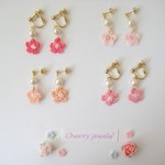 ちいさなお花とコットンパールのイヤリング（ピアス）sweet