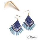 チェコビーズ ピアス/イヤリング【Navy】