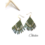 チェコビーズ ピアス《Khaki》