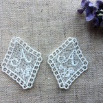 【SALE】送料無料♪小花付*イニシャルモチーフレース菱形「A」2枚セット