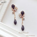 再販♡〈63〉party♡ブラック×クリスタル♡ピアス*イヤリング