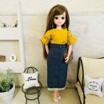   リカちゃん服♡マスタード色トップス＆裾カットオフデニムスカート♡リアルクローズ