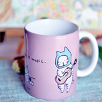 ギターねことアルルカンのマグカップ