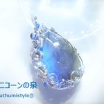ラブラドライト・ファセットカットペンダント（ワイヤーアートジュエリー☆ワイヤーアクセサリー☆ワイヤーラッピング天然石ネックレス）