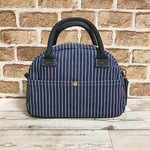 青ヒッコリーボストンバッグ　Sサイズ
