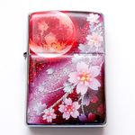 名入れ無料 ZIPPO 炎月と桜 ジッポ ライター 箱付き