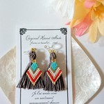 ★ミニタッセル＆ビーズ  Olive★ノンホールピアス