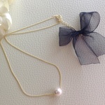 コットンpearlネックレス＊桜*オーガンジーリボン(限定品)