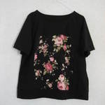 ★sale★黒綿ニット＋バラのカットソー
