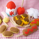 【受注製作】おまつりフード＊かき氷、たこ焼き、綿菓子、チョコバナナ、リンゴ飴、フランクフルト、アメリカンドッグ、ベビーカステラ＊フェルトままごと