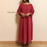  Wガーゼ   ロングワンピース(red)