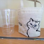 超便利☆コンビニアイスコーヒー収納ミニトートバッグ大*青い目の猫ちゃん