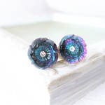 vintage 虹色のお花のイヤリング　ヴィンテージ