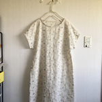    コットンダンガリー刺繍レースのフレンチスリーブワンピース