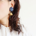  【noel.13】Japan vintage navy ×USA vintage 真鍮ピアス・イヤリング