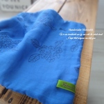 🌳Hinoa88 大判ハンカチタオル 厚地6重ガーゼ×北欧風刺繍ガーゼ　blue&green