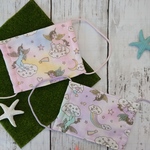 【送料込】夢見るユニコーンのガーゼマスク(子供用)☆ 女の子2枚セット ピンク／パープル  